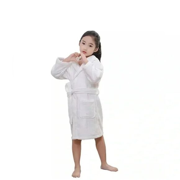 Kid Soft Hooded Bathrobe Combed Cotton Dressing Gown Plush Thicken Warm Robe L - Picture 1 of 3